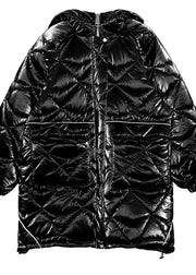 Warm oversize Jackets & Coats hooded coats green asymmetric drawstring hem women parka - SooLinen