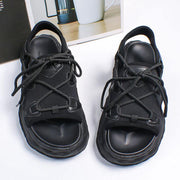 White Faux Leather Walking Sandals Cross Strap Water Sandals - SooLinen