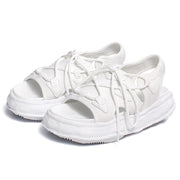 White Faux Leather Walking Sandals Cross Strap Water Sandals - SooLinen