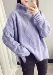 Orangefarbene Pullover-Oberteile mit Stehkragen, locker sitzende Frühlingsstrickwaren