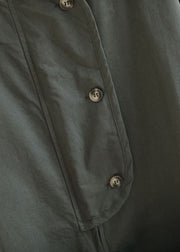 Frauen-Armee-Grün-Reißverschluss-Taschen-Baumwollmantel-Frühling