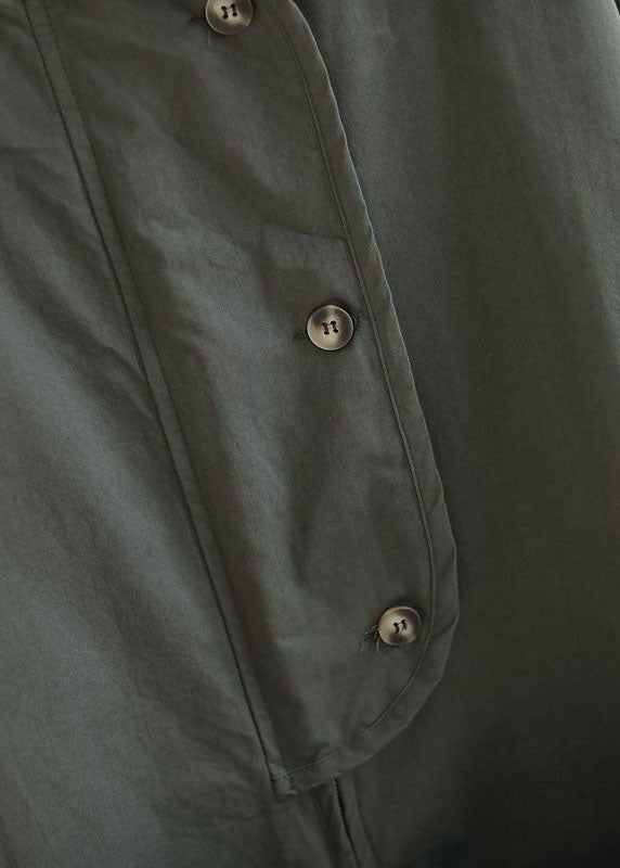 Frauen-Armee-Grün-Reißverschluss-Taschen-Baumwollmantel-Frühling