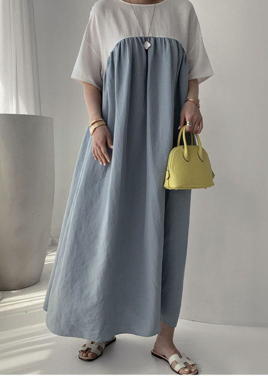 Damen Schwarzes, seitlich offenes Patchwork-Kleid mit kurzen Ärmeln