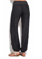 Women Casual High Waist Solid Color Button Yoga Harem Pants