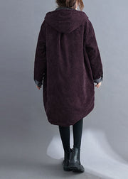 Women Chocolate hooded Pockets Winter Jackets Cotton Thick Coats