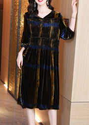 Women Gradient color wrinkled Velour Holiday Dress Winter