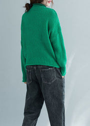 Frauen grüner Rollkragen dicker Strickpullover Tops Winter