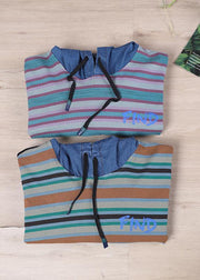 Women Green on the Back Loose Drawstring Organic Autumn Tops - SooLinen