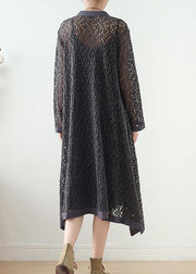 Women Hollow Out Top Quality Spring Black Loose Coat - SooLinen