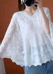 Women Pink Asymmetrical Design Summer Lace Top - SooLinen