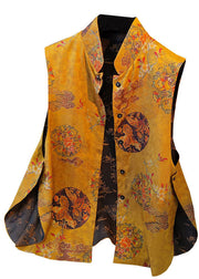 Damen-Jacquard mit gelben Knöpfen auf beiden Seiten, ärmellose Herbstweste