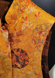 Damen-Jacquard mit gelben Knöpfen auf beiden Seiten, ärmellose Herbstweste
