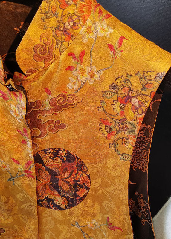 Damen-Jacquard mit gelben Knöpfen auf beiden Seiten, ärmellose Herbstweste