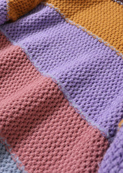 Gestreifter Strickpullover mit gelbem O-Ausschnitt für Damen Frühling