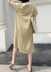 Women alphabet prints cotton quilting clothes patchwork long summer Dress - SooLinen