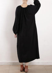 Women black Sweater dresses plus size o neck Cinched oversized fall knitwear - SooLinen