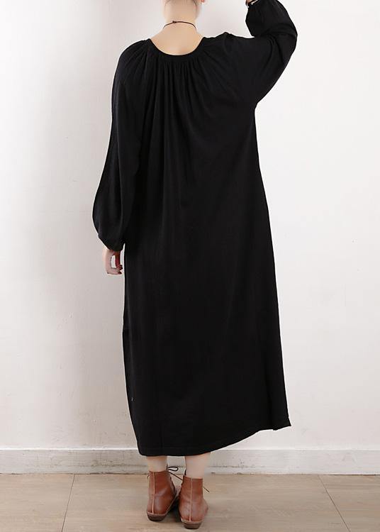 Women black Sweater dresses plus size o neck Cinched oversized fall knitwear - SooLinen
