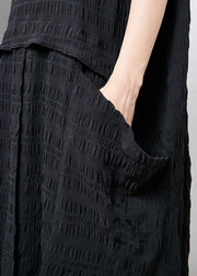 Women cotton clothes Organic Irregular Casual Round Neck Cotton Solid Dress - SooLinen