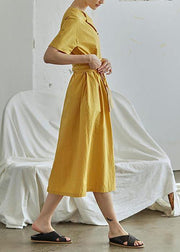 Women cotton tunic pattern Solid Color Elegant And Charming Dress - SooLinen