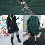 Women hooded Fine clothes green loose women coats fall - SooLinen