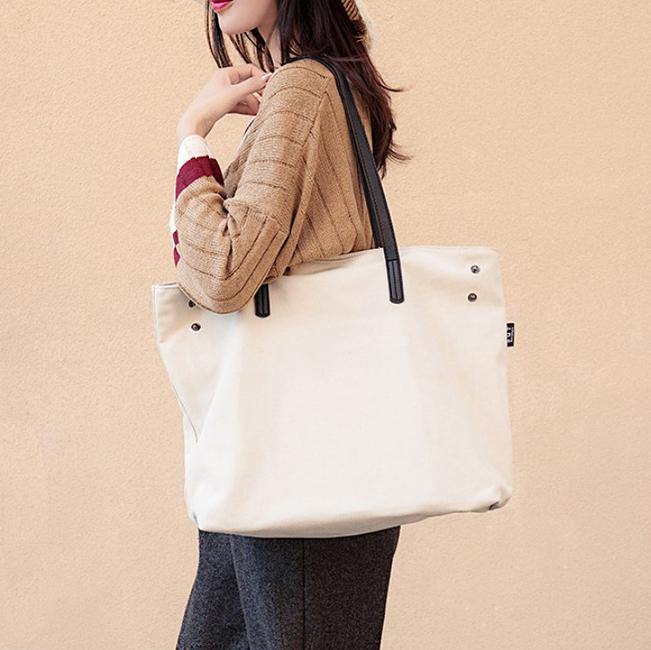 Women new Sweets Literary Pure Color Canvas Shoulder Bag - SooLinen