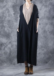 Women nude Sweater dress outfit Upcycle patchwork Mujer v neck knitted tops - SooLinen