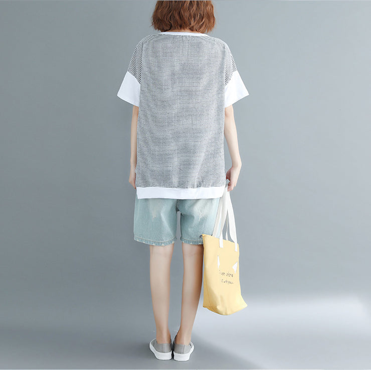Women o neck cotton Long Shirts 2025 design white print box tops