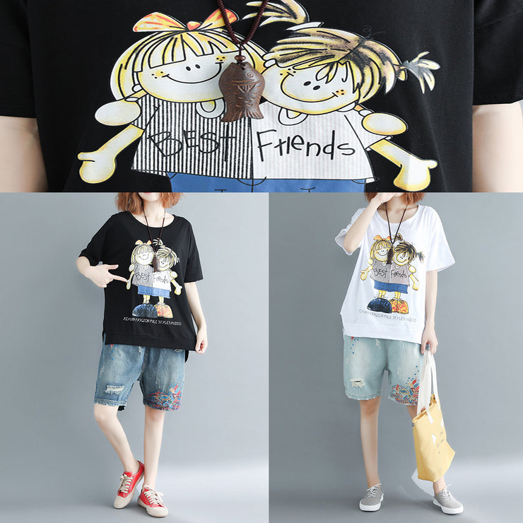 Women o neck cotton Long Shirts 2025 design white print box tops