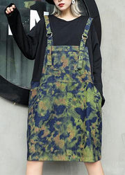 Women prints Cotton clothes false two pieces cotton fall Dresses - SooLinen