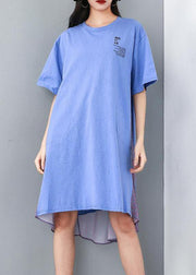 Women quilting dresses Drops Design Women Round Neck Patchwork Striped Irregular Dress - SooLinen