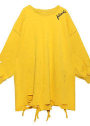 Women yellow shirts Tutorials o neck Hole spring blouses - SooLinen