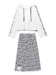 Women's Retro Fashion Fried Street Leopard Print Bodysuit Two Piece Skirt - SooLinen