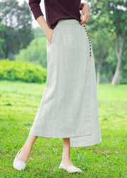 Women's white skirt, loose high waist A-line skirt - SooLinen