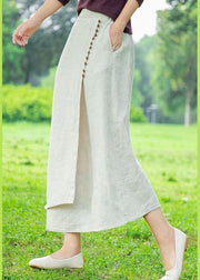 Women's white skirt, loose high waist A-line skirt - SooLinen