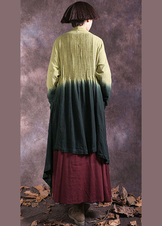 Gelb Grün Taschen Farbverlauf Baumwollstrickjacke Frühling