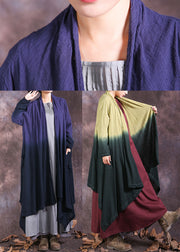 Gelb Grün Taschen Farbverlauf Baumwollstrickjacke Frühling