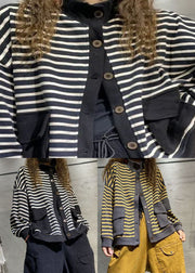 Gelb gestreifte Patchwork-Mäntel Outwear Langarm
