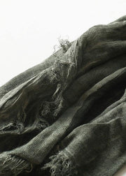 army green Cinched scarf warm vintage cotton linen scarves - SooLinen