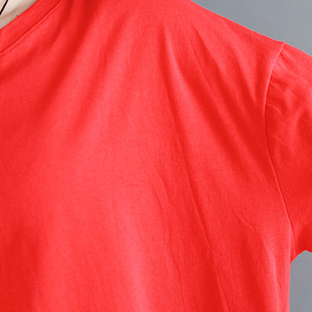 baggy red pure linen cotton blouse casual shirts boutique o neck striped Batwing Sleeve cotton clothing