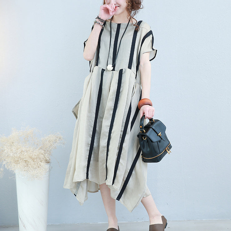 baggy striped Chiffon caftans oversized asymmetric hem Chiffon gown vintage o neck kaftans