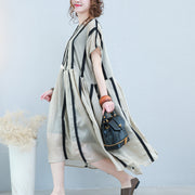 baggy striped Chiffon caftans oversized asymmetric hem Chiffon gown vintage o neck kaftans