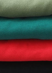 black cotton clothes two pockets Plus Size Clothing patchwork high neck shirts - SooLinen