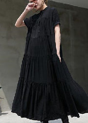 Schwarzes langes Baumwollkleid plus Größe Patchwork-Kaftane 2018 Kurzarm-Baumwollkaftane