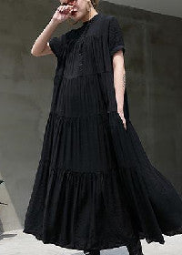 Schwarzes langes Baumwollkleid plus Größe Patchwork-Kaftane 2018 Kurzarm-Baumwollkaftane