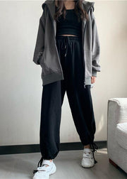 black loose women pants winter new high waist beam pants - SooLinen