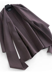 boutique Loose length long sleeve outwear dark gray pockets Woolen Coat Women - SooLinen