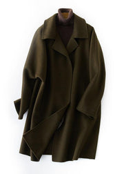 boutique brown Woolen Coat Women trendy plus size Jackets & Coats straight coat lapel collar - SooLinen