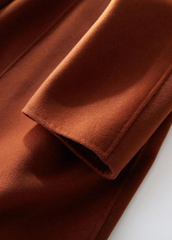 boutique brown Woolen Coat Women trendy plus size Jackets & Coats straight coat lapel collar - SooLinen