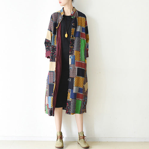 boutique multi color patchwork coat plus size o neck cardigans boutique batwing sleeve long jackets