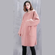 Boutique rosa Bluse trendy plus Größe O Hals Reisekleidung feine Taschen Kleidung Tops